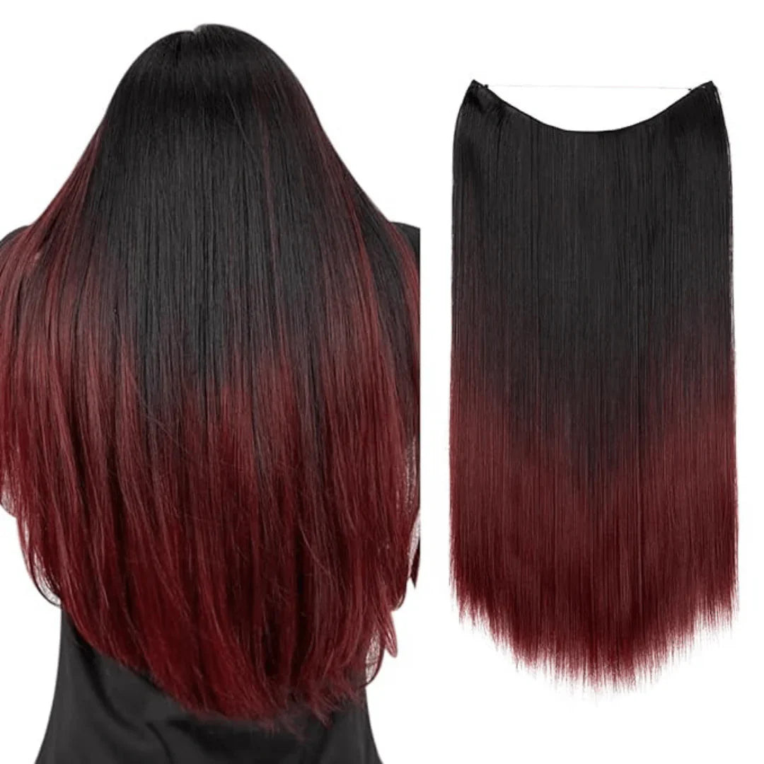 Black to Wine Red Ombre Straight