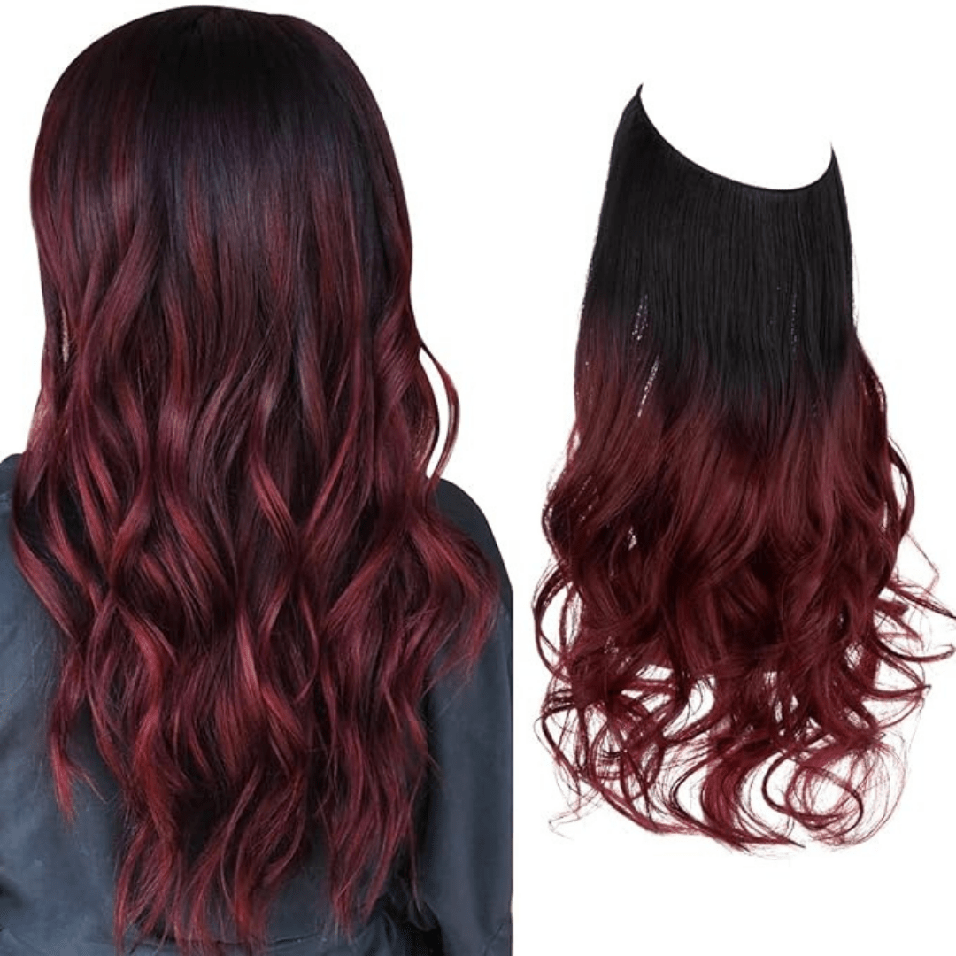 Black to Wine Red Ombre / 18 Inch