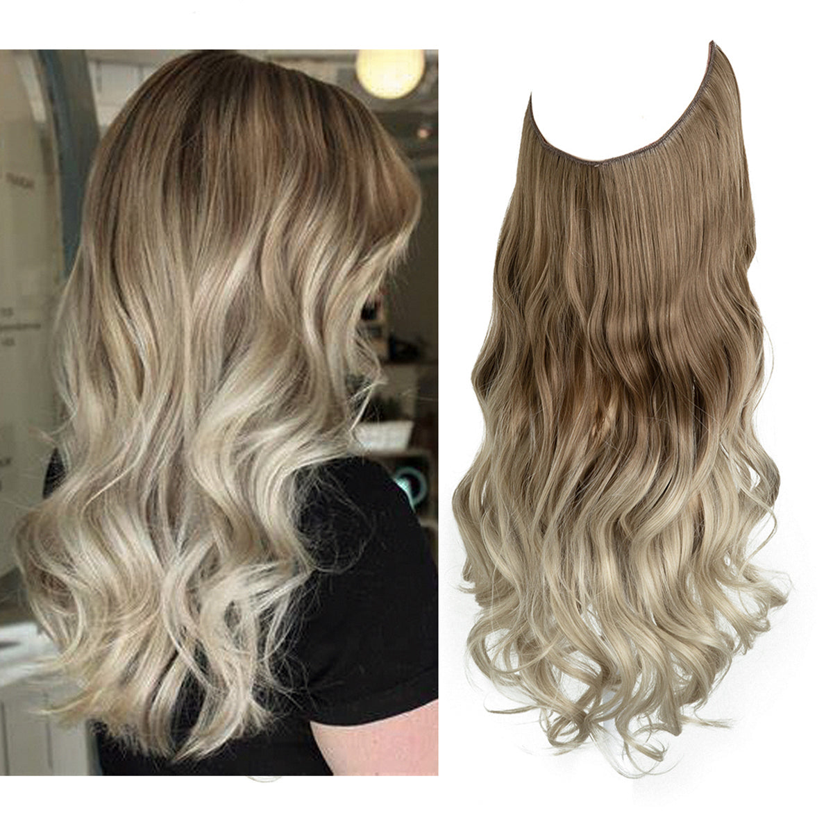 Brown to Cool Blonde Wavy